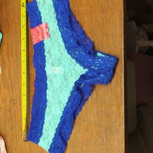 S,M or L Candies Lace Cheeky Panties Blue Teal Underwear Blue, Teal